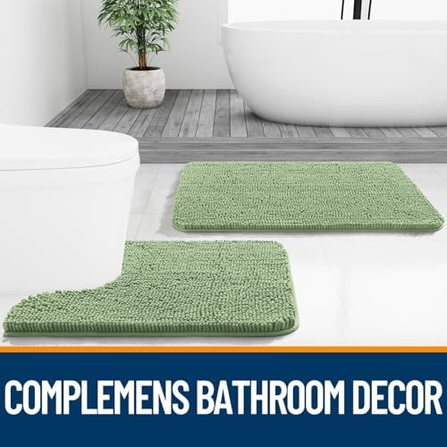 OLANLY Toilet Rugs U-Shaped 20x20, Soft Absorbent Chenille Contour Rugs - Image 7
