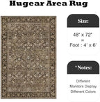 HUGEAR 4x6 Brown Vintage Floral Washable Area Rug for Entryway - Image 2
