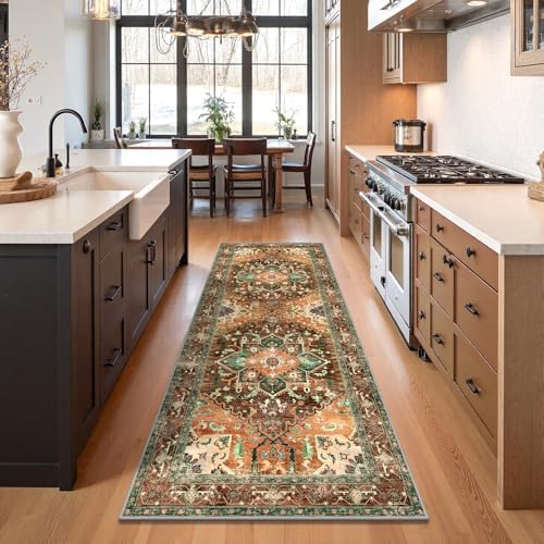 Yamaziot Washable Runner Rug, 3x8 Non-Slip Boho Vintage Hallway Kitchen Rug - Image 5