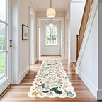 3x10 Washable Hallway Runner Rug: Long Floral Scalloped Soft Runners for Kitchen Entryway Non Slip Bathroom Nursery Floor Mat 10ft Water Resistant Low Pile Carpet for Living Room Bedroom(3x10,Cream) - Image 2