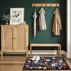 PLHXFR 2x3 Small Entryway Rug: Floral Washable Indoor Soft Carpet Black - Image 5