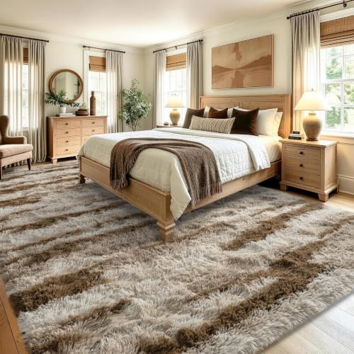 8x10 Extra Large Khaki Fluffy Area Rug Non-Slip for Living Room Bedroom - Image 4