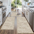 Kitchen Rugs Sets of 3,Washable Non-Slip Kitchen Mats for Hardwood Floor, Boho Farmhouse Kitchen Runner Rug for Sink,Entryway & Hallway & Bathroom (Beige Brown, 2x3+2x4+2x5) by BYYVOORugsforYourHome
