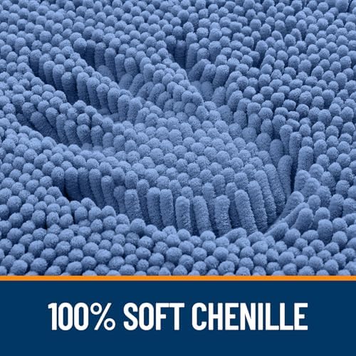 OLANLY Bathroom Runner Rugs 44x24, Soft Absorbent Chenille Bath Rugs, Rubber Backing Quick Dry, Machine Washable Long Bath Mats for Bathroom, Tub and Shower, Home Decor Accessories, Cornflower Blue - Image 3