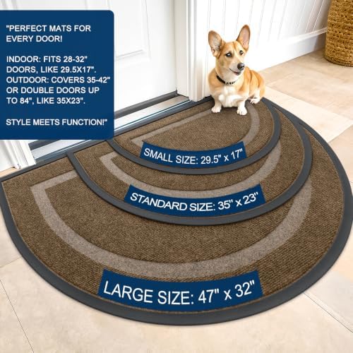 OLANLY Half Circle Front Door Mat Outside 47x32 All-Season Rubber Doormat - Image 2