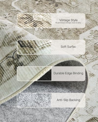 Amada Vintage Washable Area Rug,8'x10',Light Walnut - Image 7