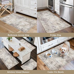 Kitchen Mats for Floor 3 Piece Set,Non-Slip Washable Kitchen Mats for Hardwood Floor, Boho Farmhouse Runner Rug for Sink,Entryway & Hallway & Bathroom (Brown Grey Beige, 2x3+2x4+2x5) - Image 5