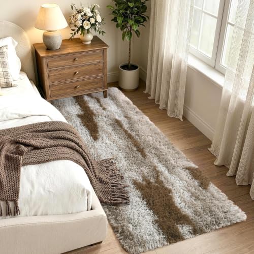 Noahas 2x6 Khaki Fluffy Soft Runner Rug Non-Slip for Bedroom Dorm Hallway - Image 2