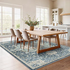 Amada 5x7 Washable Area Rug for Living Room, Blue/Yellow, Vintage Pattern - Image 3
