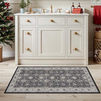 Washable 2x3 Entryway Area Rug: Vintage Soft Thin Door Mat with Non Slip Backing Water Resistant Carpet for Bedroom Low Pile Floor Mat for Kitchen Bathroom Easy Clean Rug for Family (2 X 3, Black) - Image 2