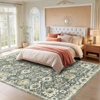 Amada Large 10x14 Washable Area Rug for Living Room, Green/Brown, Vintage - Image 3