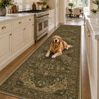 RELEANY Washable Area Rug, Runner 2'6"x12', Brown/Dark Brown by RELEANY