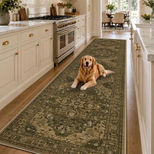 RELEANY Washable Area Rug, Runner 2'6"x10', Brown/Dark Brown by RELEANY