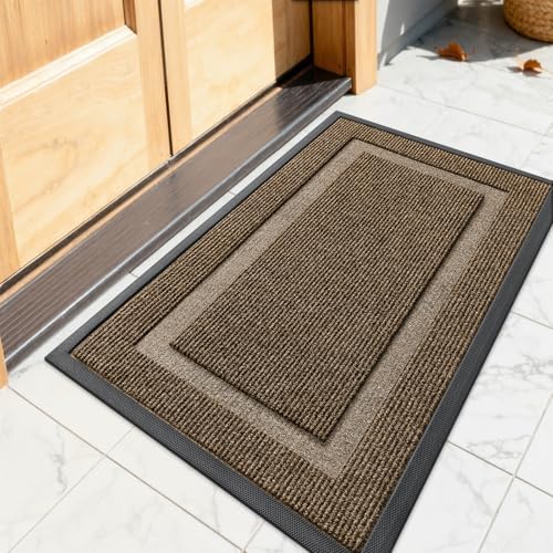 OLANLY Front Door Mat 23.5x15.5, All-Season Heavy-Duty Rubber Doormat by OLANLY