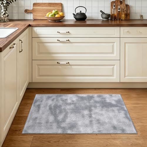 2x3 Tie-dye Light Grey Area Rug Washable Non-Slip for Entryway Front Door - Image 2