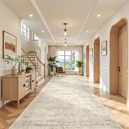 4x10 Runner Rug Non Slip,Washable Hallway Runner Rug,Beige - Image 5
