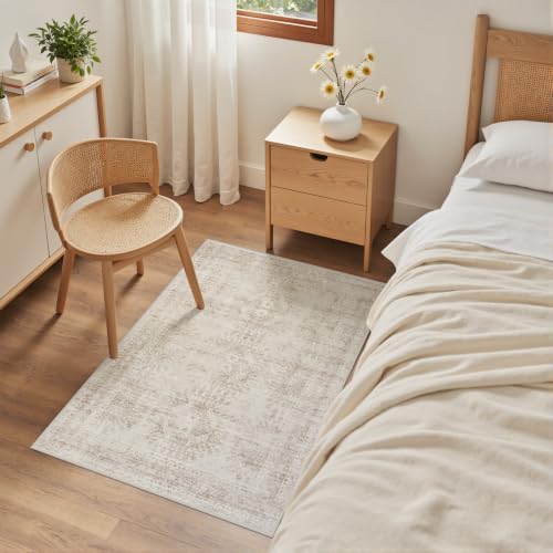 Washable Area Rugs 2x5: Neutral Living Room Bedroom Carpet Brown - Image 4