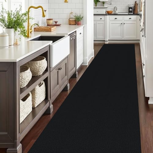 EARTHALL Washable Runner Rug, Non Slip Hall Runner, 3x18 Ft, Black Heather - Image 6