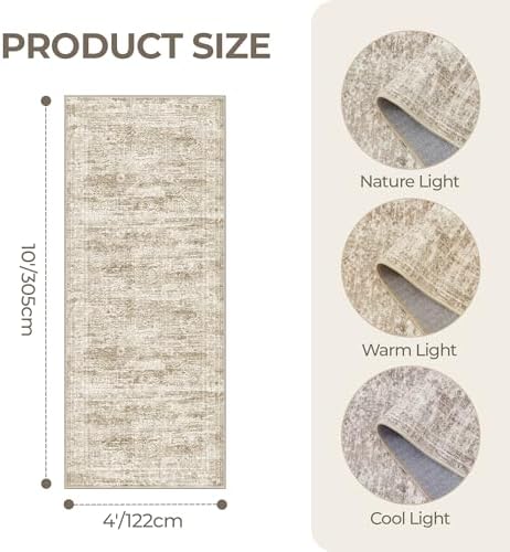 4x10 Runner Rug Non Slip,Washable Hallway Runner Rug,Brown - Image 2