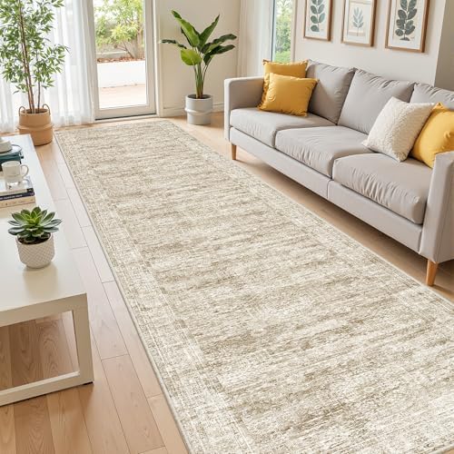 2'6 x 12' Runner Rug Non Slip,Washable Kitchen Rugs,Brown by Restydon