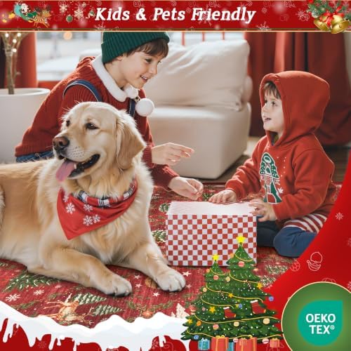 Madane Christmas Runner Rugs for Hallway 2x10, Red Washable Kitchen Rug - Image 7