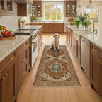 RELEANY Washable Area Rug, Runner 3'x6', Red/Orange/Blue/Brown by RELEANY
