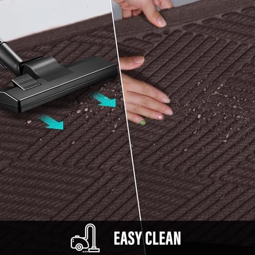 HIYARD Sturdy Front Door Mat, Absorbent Muddy Dirt Resist Welcome Door Mats Outdoor Indoor, Stain and Fade Resistant, Non-Slip Rubber Backing Low Profile Doormat for Entryway, 72×24, Coffee - Image 7
