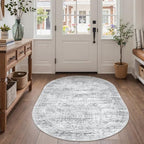 3x5 Oval Rug for Bedroom,Washable Area Rug,Grey - Image 3