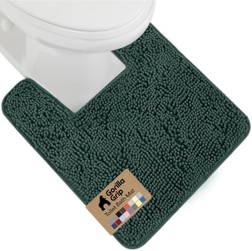 GORILLA GRIP Chenille Bath Rug Mat, Square Toilet Base, 24x19 Hunter Green by GorillaGrip