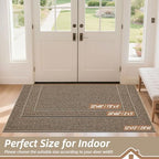 BEQHAUSE Dirt Trapper Door Mat 20" x 48", Non-Slip Washable Doormats, Beige - Image 2