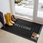 GORILLA GRIP WeatherMAX Door Mat, Indoor Outdoor Use, 47x35, Black Welcome by GorillaGrip
