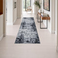 2x6 Washable Runner Rug：Modern Abstract Soft Carpet Dark Black by FXRHLP