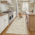 Madane Kitchen Runner 2'6''x8' Soft Rug Runners for Hallways, Beige/Blue by Madane