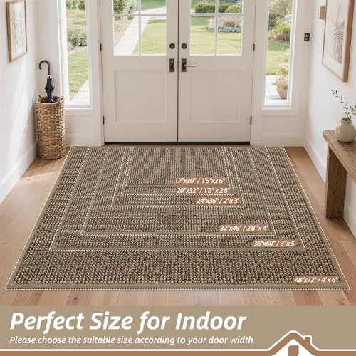 BEQHAUSE Dirt Trapper Door Mat 17" x 30", Non-Slip Doormats, Beige - Image 2