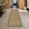 Washable Long Runners for Hallways, 2'6"x8' Wide Kitchen Runner Rug, Bohemian Rustic Brown and Charcoal Olive Entryway Indoor Rug, Non-Slip Stain & Fade Resistant by HazoHaus