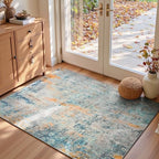 Entryway Rug 3x5 Blue Bedroom Area Rug Washable Non Slip Abstract Boho Rugs for Indoor Entry, Kitchen, Classroom, Bathroom, Kids Girls Room, Office, College Dorm Small Carpet by OmpaaHomeDecor