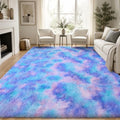 PLHXFR 9x12 Area Rugs Living Room: Fluffy Bedroom Soft Shag Rug Kid Rainbow by PLHXFRSoftAreaRugs