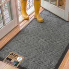 GORILLA GRIP WeatherMAX Door Mat, Indoor Outdoor Use, 60x24, Silver Chevron by GorillaGrip