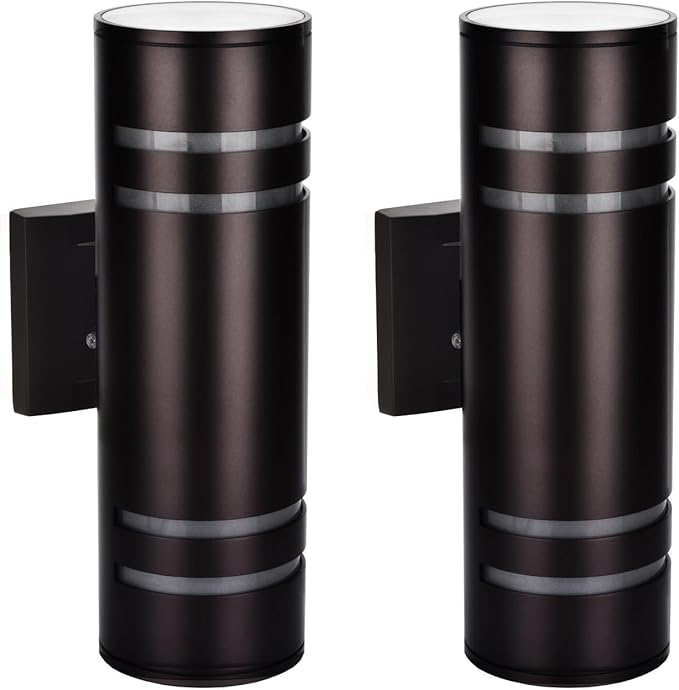 rosykite Smart Outdoor Wall Lights Color Changing 2 Pack, RGB+2700K-6500K Modern Exterior Lighting Fixtures Cylinder Outside Wall Sconce with Glass, WiFi APP Control Up Down Outdoor Porch Lights