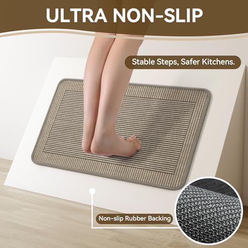 Kitchen Rugs Set of 2, Kitchen Mats for Floor,17x30+17x47 Brown - Image 3