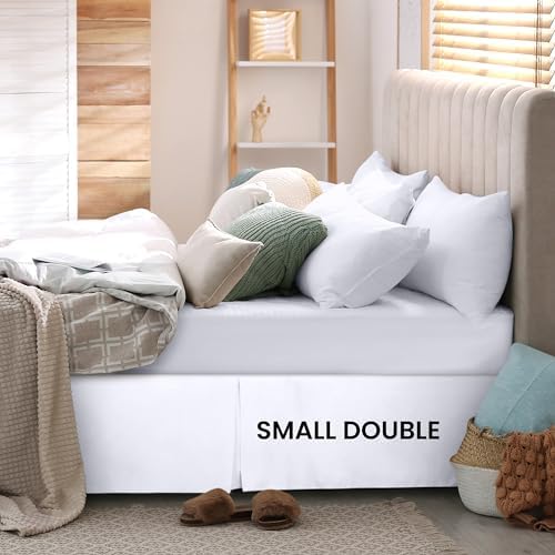 Utopia Bedding Base Valance Sheet Small Double- Soft Brushed Polyester-Microfibre - Pleated - Fits Under The Mattress & Down to The Floor - Bed Base Skirt (White) - Image 2