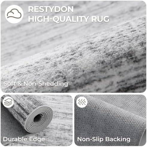 2x12 Runner Rug Non Slip,Washable Hallway Runner Rug,Grey - Image 7
