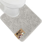 GORILLA GRIP Chenille Bath Rug Mat for Oval Toilet Base, 24x19 Light Gray by GorillaGrip