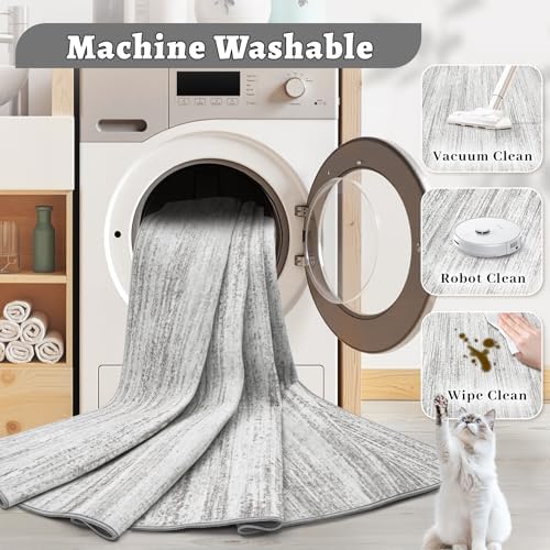 Area Rug 6x9 Living Room Rugs: Washable Modern Rug Non-Slip Soft Rugs Stain Resistant Printed Rug Indoor Carpet for Bedroom Kitchen Dining Room Nursery Home(Grey, 6'x9') - Image 4