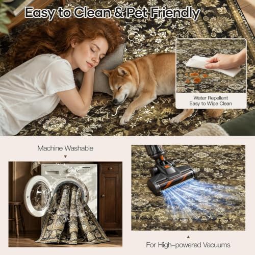 9x12 Area Rug for Living Room, Non-Slip Washable Large Carpet, Mocha Brown - Image 4