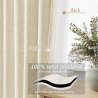Guken 100% Blackout Linen Curtains 84 Inch Long 2 Panels Warm Beige - Image 4