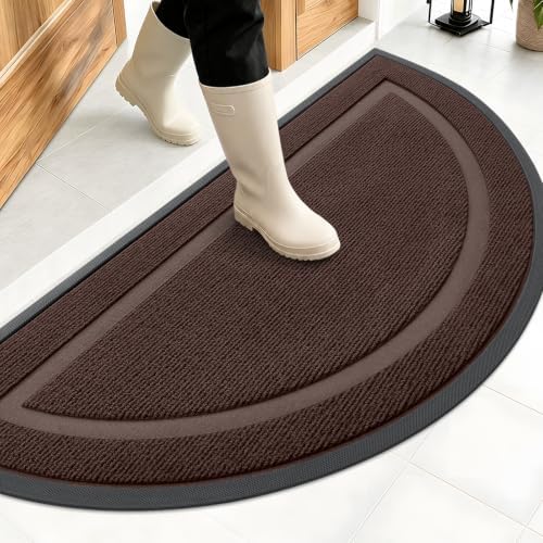 OLANLY Half Circle Front Door Mat Outside 47x23 All-Season Rubber Doormat by OLANLY