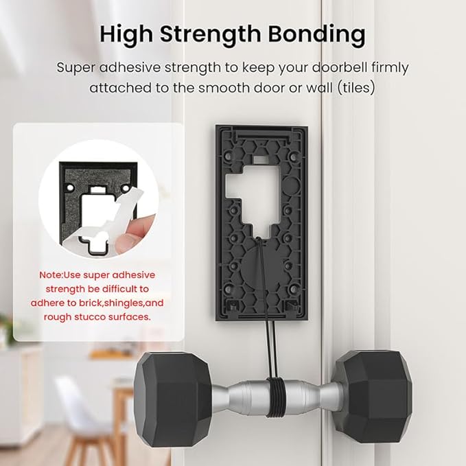 No-Drill Adhesive Mount for Ring Video Doorbell, Doorbell Bracket for Home Apartments Office ( for Ring Video Doorbell (2nd Generation - 2020 Release))