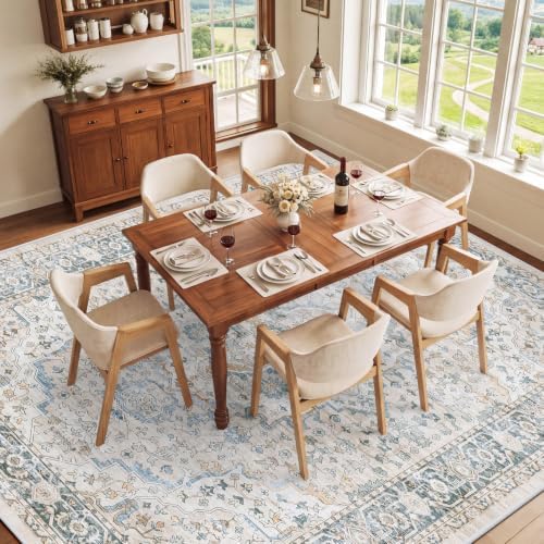 SameBed 9x12 Area Rug Living Room, Vintage Washable Carpet Grey Blue - Image 3