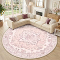 RELEANY Washable Area Rug, Round 10ft, Pink by RELEANY